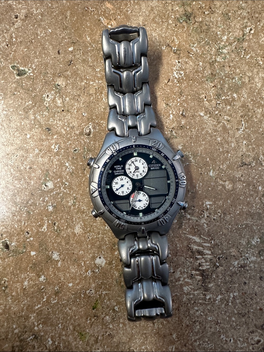Citizen Titanium-Look Chronograph Watch - Silver and Black Accents